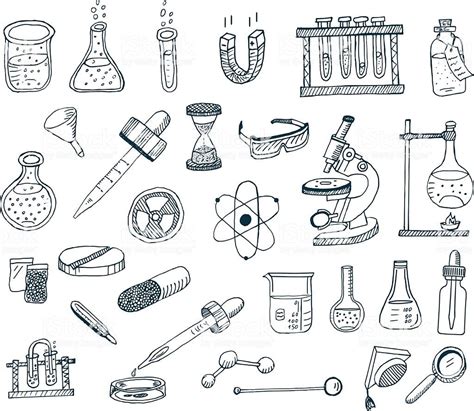 Vector illustration of chemical topics. All objects are grouped.... | Equipo de laboratorio ...