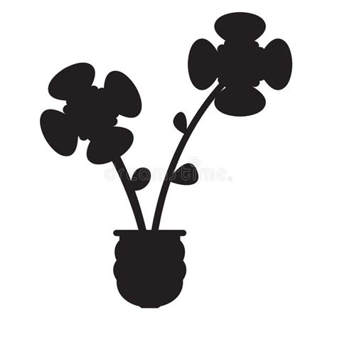 Cute Flower on a Pot Silhouette Stock Vector - Illustration of nature, growth: 110986241