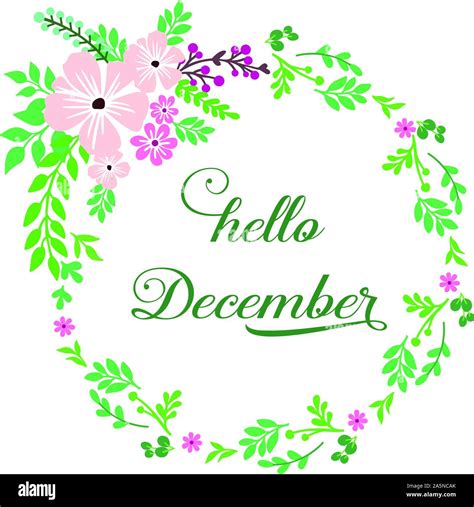 Template banner hello december, with sketch leaf flower frame vintage. Vector Stock Vector Image ...