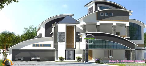 Luxury curved roof home architecture - Kerala Home Design and Floor Plans - 9K+ Dream Houses