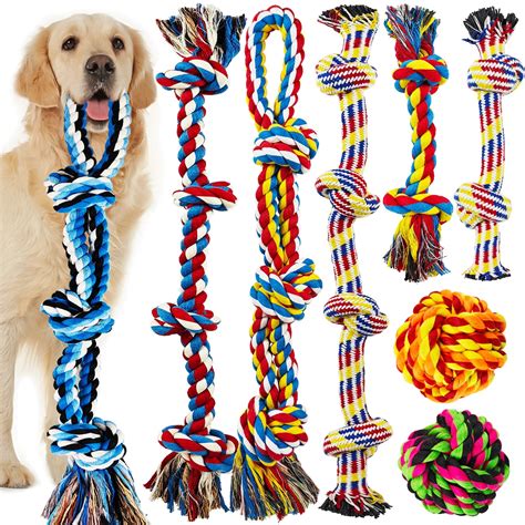 12 Pack Large Dog Chew Toys, Cotton Rope for Chewers, Dental Cleaning ...