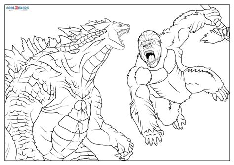 Free printable godzilla vs kong coloring pages for kids – Artofit