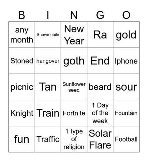 Infinite Craft Bingo Card