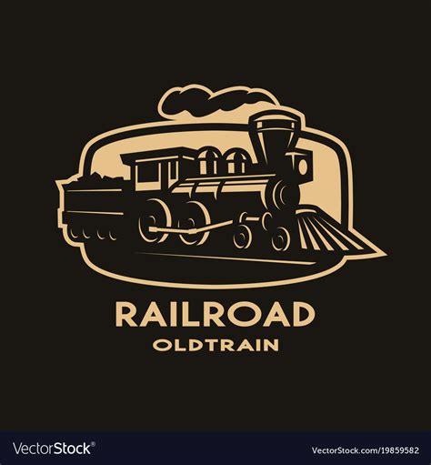 Old steam train emblem logo Royalty Free Vector Image