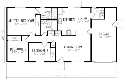 3 Bedroom 2 Bathroom Floor Plans - Eclectic Dining Room