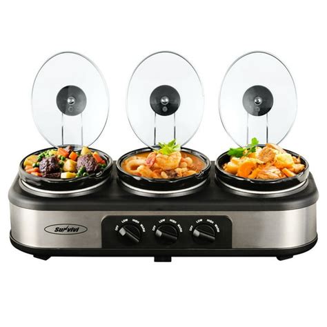 Triple Slow Cooker, 3x1.5 Quart Electric Slow Cooker Buffet Server ...