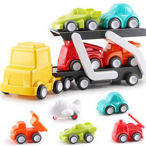 Car Carrier Truck Toy Set Push Go Transport Trailer Vehicles — Learning Express Gifts