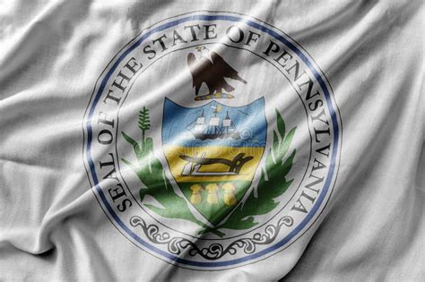 Waving Detailed National US Country State Flag of Pennsylvania Seal Stock Image - Image of flag ...