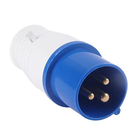 16 AMP 16A Plug Socket 240V 3 Pin Water Weatherproof Electrical Connector Blue-in Connectors ...