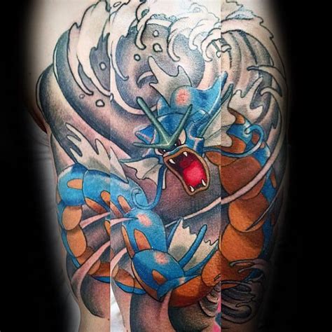 40 Gyarados Tattoo Designs For Men - Pokemon Ink Ideas