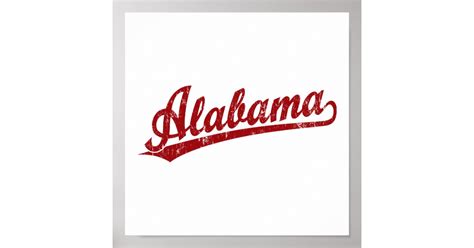 Alabama script logo in red poster | Zazzle