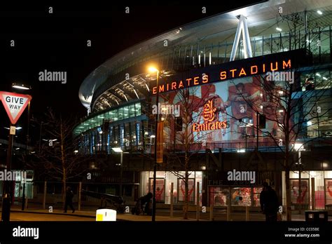 Arsenal Emirates Stadium London at night Stock Photo - Alamy