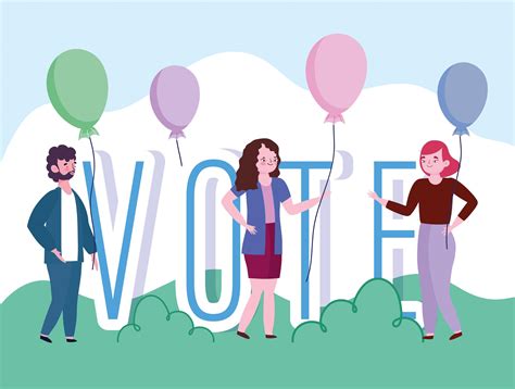 voting and election concept, people and vote word with balloons cartoon 2777374 Vector Art at ...