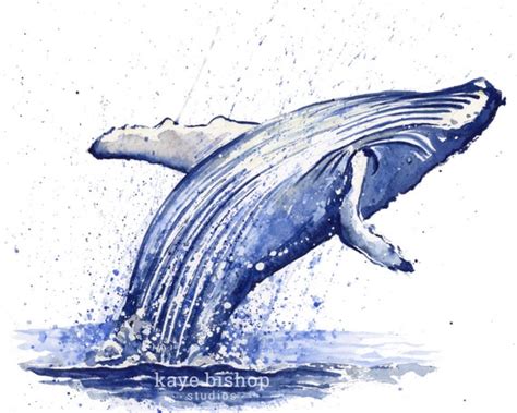 ORIGINAL Whale Watercolor Painting Wall Art Humpback Whale