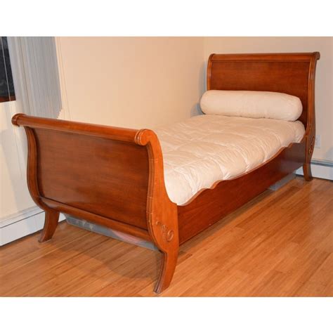 Cherry Wood French Country Sleigh Bed - A Twin | Chairish