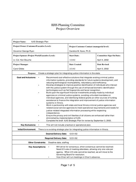 2024 Project Overview Template - Fillable, Printable PDF & Forms | Handypdf