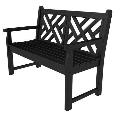 POLYWOOD Chippendale 48 in. Black Patio Bench-CDB48BL - The Home Depot