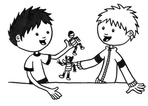 kids sharing clipart black and white - Clip Art Library