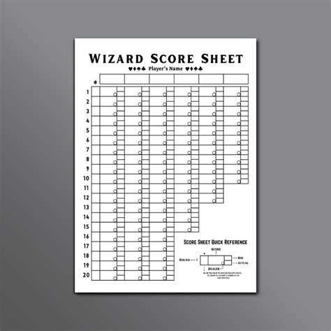 Wizard Score Sheet, Wizard Card Game Score Sheet, Printable Wizard Score Pad, Wizard Scoring ...