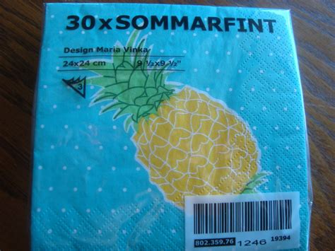 IKEA Paper Napkins 30 x SOMMARFINT Summer Tropic Pineapple 9 1/2 x 9 1/2 " NEW | eBay