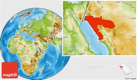 Physical Location Map of Tabuk