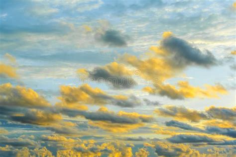 Nice Clouds with Sunset Lighting Effect in Blue Sky Stock Photo - Image of scenery, mood: 111916148