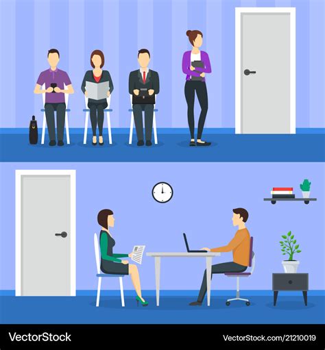 Cartoon people waiting job interview concept Vector Image