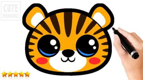 How to Draw a Cute Baby Tiger Face 🐯 - YouTube