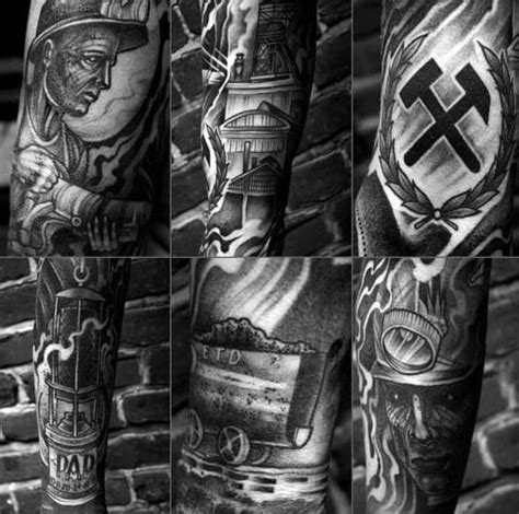 40 Coal Mining Tattoos For Men - Miner Design Ideas | Sleeve tattoos ...