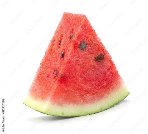 single slice of ripe red watermelon slice isolated on white background ...