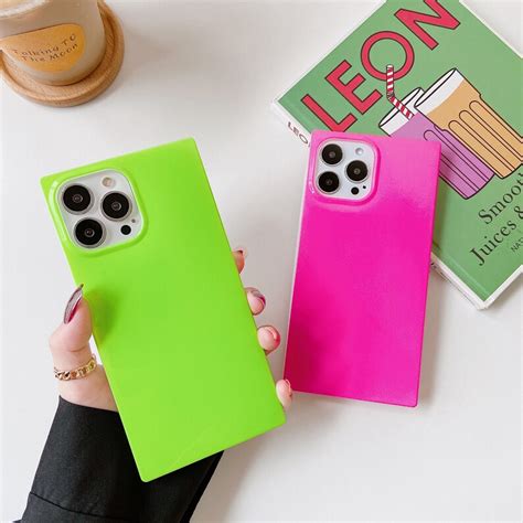 Square Iphone 13 Pro Max Case 12 11 Square Neon Solid Color - Etsy