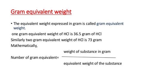 Formula Equivalent Weight - Answered: Table 1: Equivalent Weight of the ...