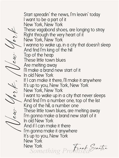 New York New York Song Lyrics on Metal Print on Reclaimed - Etsy UK