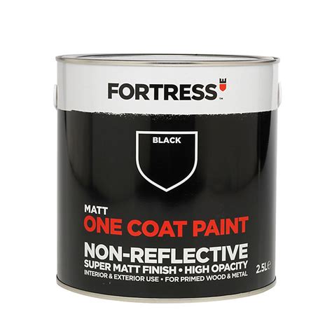 Fortress One coat Black Matt Metal & wood paint, 2.5L | DIY at B&Q