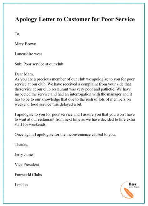 Brilliant Apology Letter From Business To Customer Simple Cv Format In Word Free Download