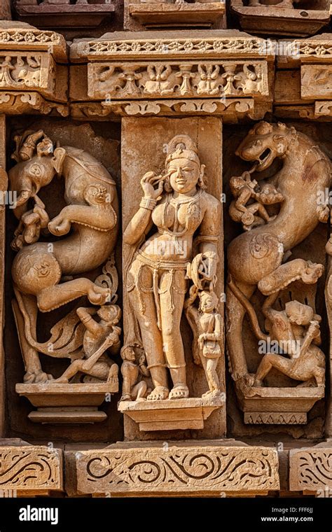 Sculptures on Adinath Jain Temple, Khajuraho Stock Photo - Alamy