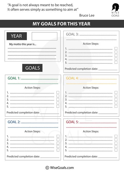 Stylish goal setting worksheets to print pdf free – Artofit