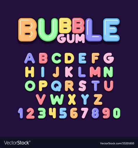 Bubble gum font Royalty Free Vector Image - VectorStock