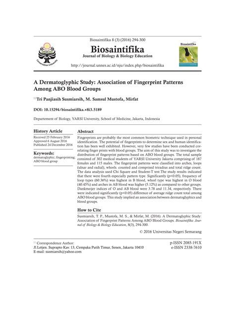 (PDF) A Dermatoglyphic Study: Association of Fingerprint Patterns Among ...