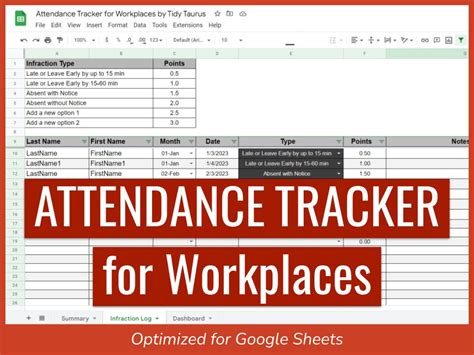 Attendance Tracker for Google Sheets Attendance Point - Etsy