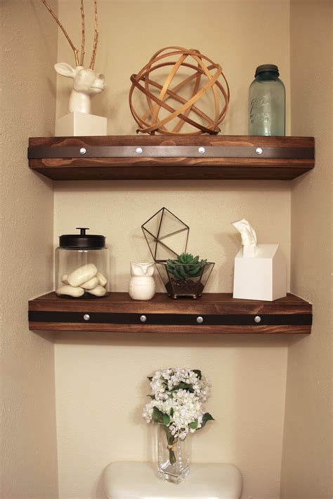 DIY Floating Shelves with Faux Rivets