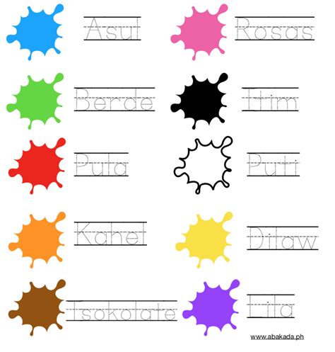 Filipino worksheets for preschoolers. Colors in Filipino. | Color ...