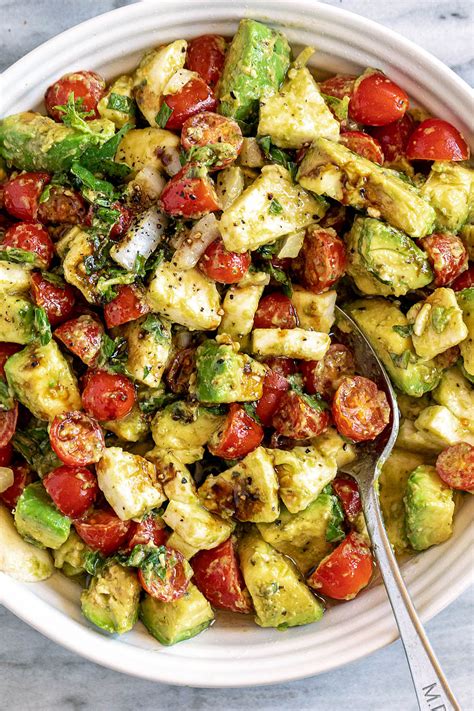 Caprese Avocado Salad Recipe with Mozzarella, Pesto, Tomatoes, and ...