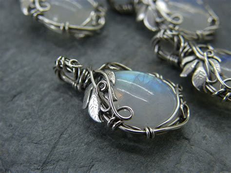 Moonstone Necklace Sterling Silver Moonstone Necklace Blue - Etsy