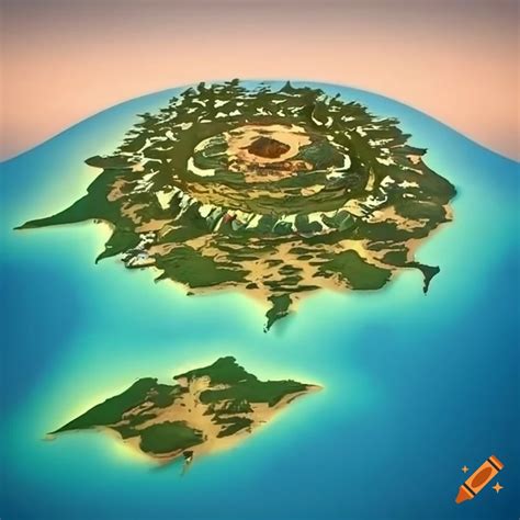 Sun-shaped island map on Craiyon