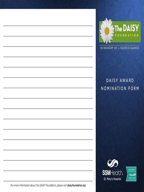 Fillable Online DAISY AWARD NOMINATION FORM Fax Email Print - pdfFiller