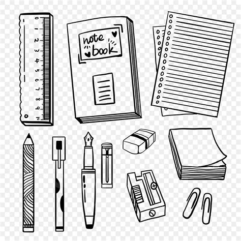 Stationery Element PNG Picture, Hand Drawn Black Lineart Stationery Elements, Ear Drawing ...