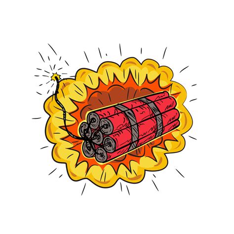 TNT Dynamite Stick Lit Fuse Exploding Drawing on Behance