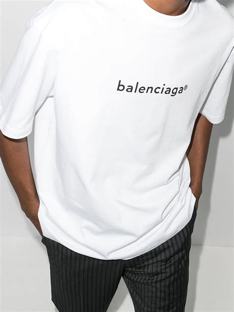 White Balenciaga logo print T-shirt | Browns