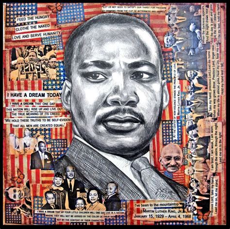 Martin Luther King Jr, 12 x 12 inch pencil drawing on collage | Martin luther king art, Martin ...